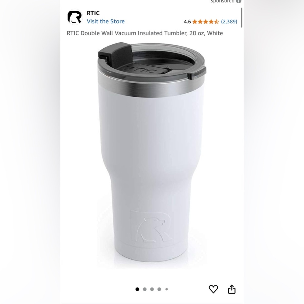 RTIC White insulated tumbler 20 oz